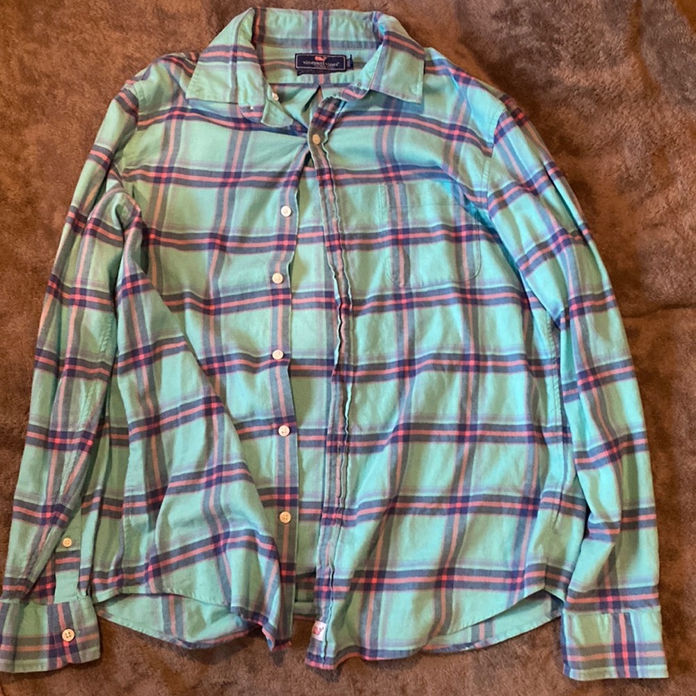 blue button down